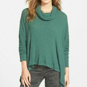 FREE PEOPLE FP Beach Green World Traveler Split Back Cowl Neck Top Small NEW